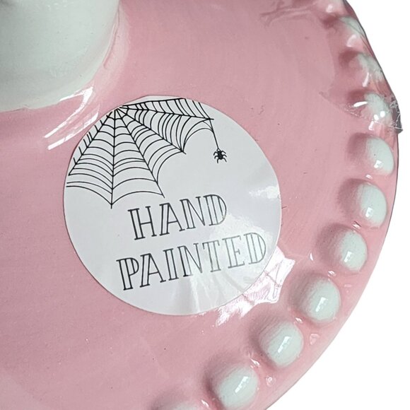 Pink Halloween Ghost Girl W/Candy & Bow Glass Candy jar/Treat Jar NWT Viral - Picture 4 of 10